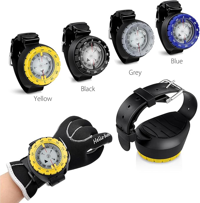 Scuba Compass, Professional Waterproof 5ATM Dive Wrist Compass with TPU Band for Outdoor Sports Diving, Sailing, Hiking, Survival Emergency