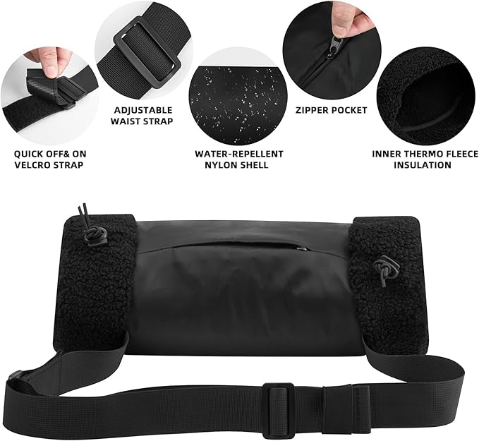 Xxerciz Football Hand Warmer Pouch, Hand Warming Pouch Durable Nylon Belt Hand Muff Warmer with Adjustable Strap and Zipper Pocket, Perfect for Camping Football Hiking Hunting