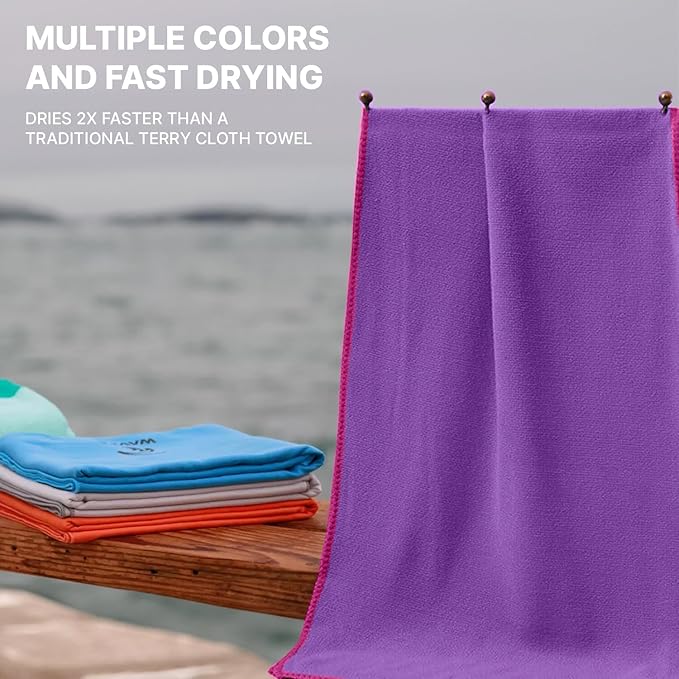 Microfiber Towel 60” by 36” for Camping, Yoga, Gym, Travel - Highly Absorbent Cleaning Cloth, Quick Drying Lightweight Material - Lint Free, Scratch Free Towels Washable and Reusable