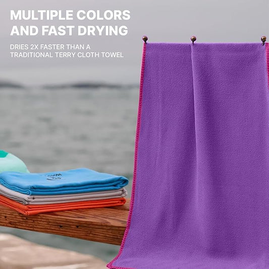 Microfiber Towel 60” by 36” for Camping, Yoga, Gym, Travel - Highly Absorbent Cleaning Cloth, Quick Drying Lightweight Material - Lint Free, Scratch Free Towels Washable and Reusable