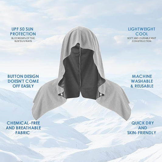 3 Pack Cooling Hoodie Towels for Neck and Face, UPF 50 Sun Protection & Instant Cooling, Ice Towels for Hot Weather, Soft Breathable Towel for Sport, Work Out, Gym, Camping & More Activities