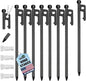 Eurmax USA 10 inch Multiuse Heavy Duty Steel Tent Stakes Tarp Pegs Camping Stakes for Outdoor Camping Canopy and tarp with 4 Ropes 10FT Length