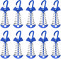 Fishbone Deck Anchor Pegs with Carabiners, Aluminium Deck Tent Stakes with Spring Buckle Aluminium Deck Windproof Tent Stakes for Outdoor Camping Hiking (10Pcs Blue)