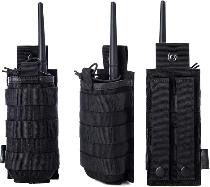 Tactical Universal Radio Holster/Radio Pouch Holder Case Bag Military Molle Radio Case for Pofung Motorola Midland CB Walkie Talkies Compatible with 5.11 Bags (Black) by LUITON