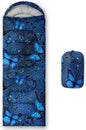 Kids Sleeping Bag for Boys Girls,Rocket Astronaut Moon Print-Lightweight Warm Portable Outdoor Indoor-Waterproof Cold Weather Resistant Sleeping Bag for Camping Hiking