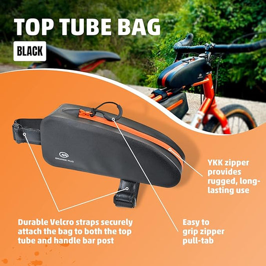 Orange Mud Bicycle Top Tube Bag, Welded, TPU, Black