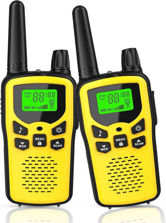 Walkie Talkies,Erelis Long Rang Walkie Talkies with 22 FRS Channels,Walkie Talkies for Adults with Lamp,VOX,LCD Display for Outdoor Activities (Yellow)