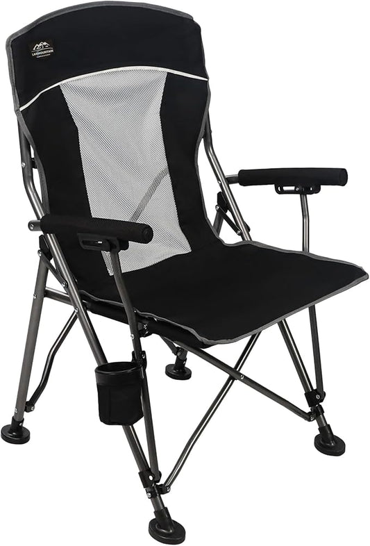 Camping Chair with Padded Hard Armrest,Cup Holder,Heavy Duty for Adults,Mesh Backrest,Portable Lawn Lightweight Outdoor Camp Chair,Support up to 400lbs