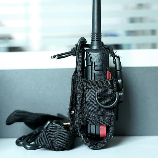 Radio Holder Walkie Talkie Pouch Multi-Function Pouch Case Holder Portable Walkie Talkie Radio Shoulder Holder/Anti-Sway Strap (BLACK)