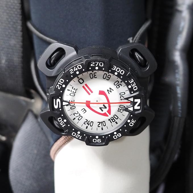 Bungee Mount Compass - Glow in the Dark, Waterproof Dive Compass for Scuba, Kayak - Diving Accessories