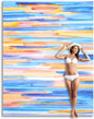 Sunlit Soft 106"x81" Sand Proof Beach Blanket Sand Free Beach Mat with Corner Pocket and Mesh Bag for Beach Party Travel Camping and Outdoor Music Festival, Ombre Blue Orange