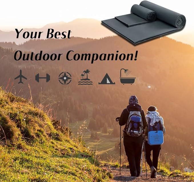 Microfiber Camping Towel, Outdoor Towels for Travel, Hiking, Backpacking, Gym, Beach. Lightweight Water Absorbing Quick Drying Portable Towels (Blue, 31.50 x 72.00 + 21.00 x 43.30)