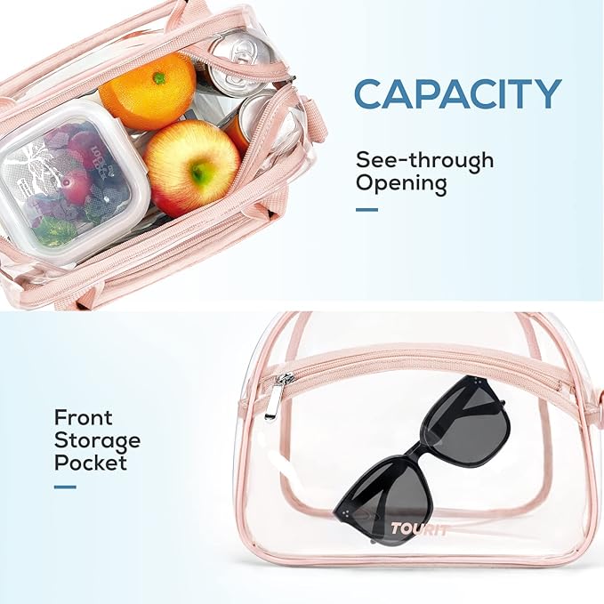 TOURIT Stadium Approved Clear Lunch Bag Transparent Bag with Adjustable Strap Clear Lunch Box for Women Men Work
