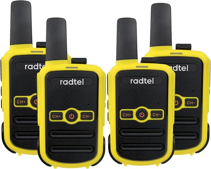 Radtel RT12 Rechargeable Walkie Talkies for Adults Long Range Handheld FRS Two Way Radio 16CH Handsfree VOX for Camping Hiking (4 Pack) (Yellow)