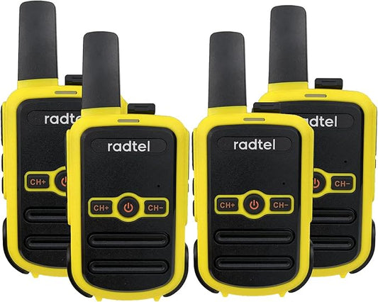 Radtel RT12 Rechargeable Walkie Talkies for Adults Long Range Handheld FRS Two Way Radio 16CH Handsfree VOX for Camping Hiking (4 Pack) (Yellow)