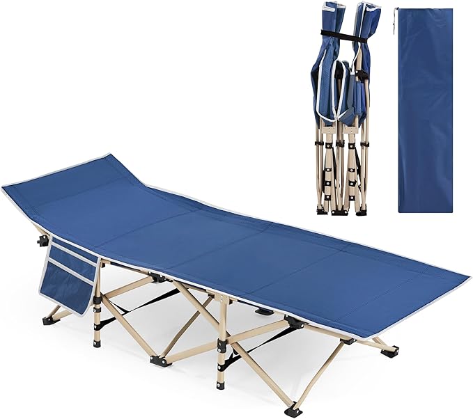 Yaheetech Folding Camping Cot, Portable Military Canvas Sleeping Bed, Outdoor Comfortable Lightweight Bed with Carry Bag for Hiking, Backpack Travel, Home & Office