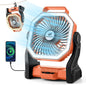 Odoland Camping Fan with LED Lantern, 20000mAh Rechargeable Battery Operated Fan, Portable Outdoor Light with Rotation Hook for Picnic Power Outage Hurricane Emergency Home Patio, Orange