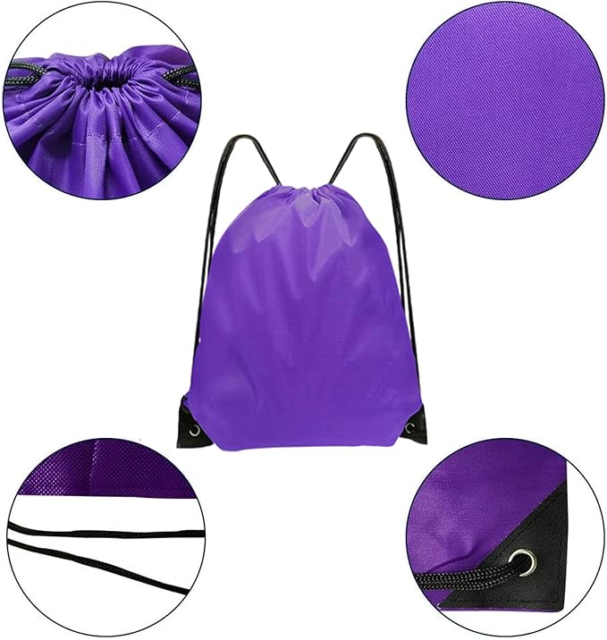 Drawstring Bags 28 PCS Drawstring Backpack Bulk String Backpack Cinch Bag Sackpack for Men Women Gym (Purple)