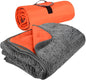 Tirrinia Outdoors Waterproof Throw Blanket, Sherpa Fleece Stadium Windproof Mat for Camping, Picnic, Traveling, Boat, Football - Machine Washable, Orange