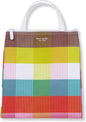 Kate Spade New York Portable Soft Cooler Lunch Bag with Silver Insulated Interior Lining and Storage Pocket, Rainbow Plaid