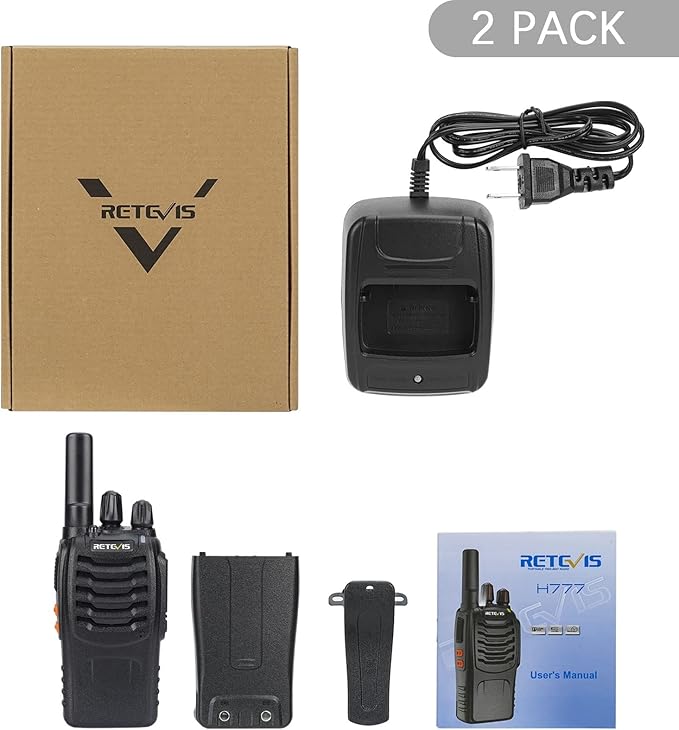 Retevis H-777 Rechargeable Walkie Talkies, Mini 2 Way Radios Long Range, Small Walky Talky, Portable FRS Two Way Radios with LED Flashlight(Black, 2 Pack)