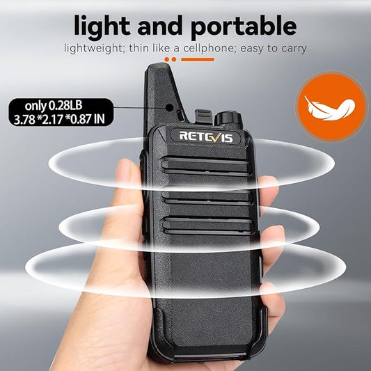 Retevis RT22 Two Way Radio Long Range Rechargeable,Portable 2 Way Radio,Handsfree Walkie Talkie for Adults Cruise Hiking Hunting Skiing(4 Pack)