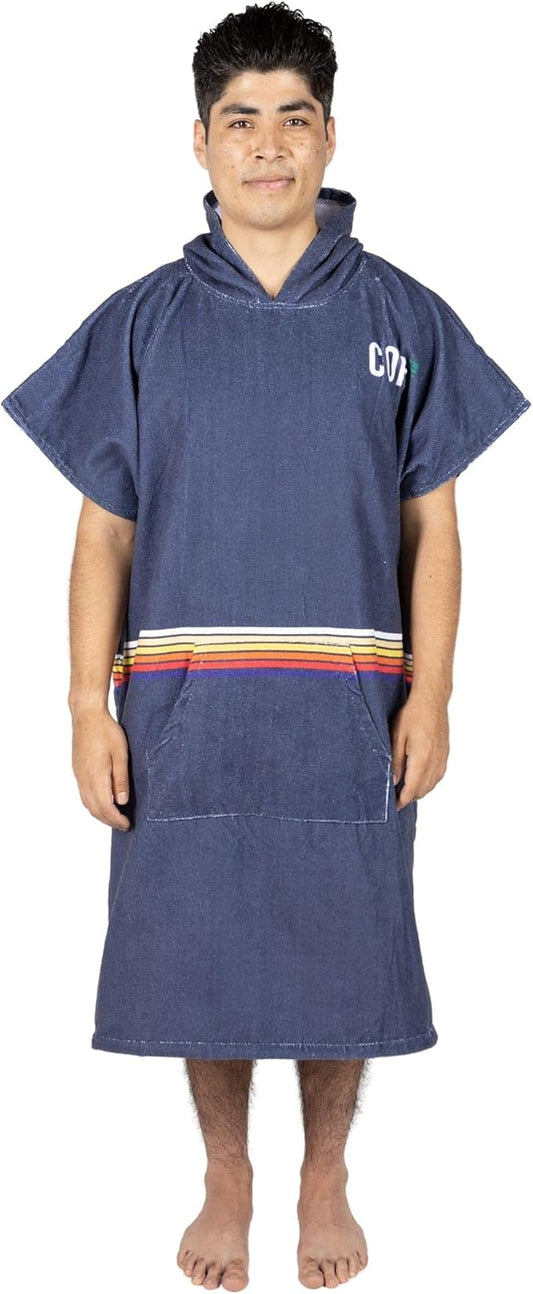 COR Surf Poncho Changing Towel Robe with Hood and Front Pocket | Thick Quick Dry Microfiber Wetsuit Poncho Towel for Surfing Beach Pool Swim (Large - Knightrider)