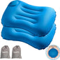 2Pcs Inflatable Camping Travel Pillow Compressible Compact Comfortable Ergonomic Inflating Pillows for Neck & Lumbar Support While Hiking Camping Backpacking Working(Blue)