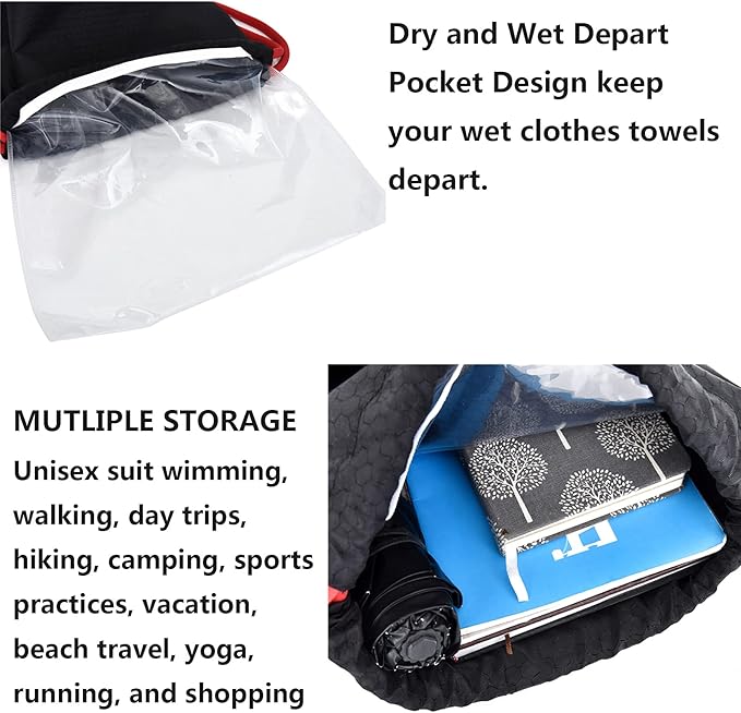 Waterproof Drawstring swim Bag Sackpack Backpack,Dry Wet Depart,Swimming Gym Yoga Sport Shoulder Rucksack Daypacks Casual Bags (GREY)