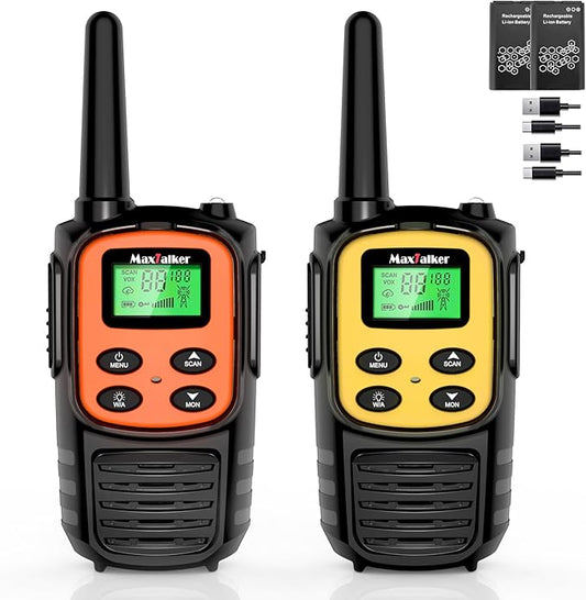Walkie Talkies for Adults 2 Pack Long Range Rechargeable 2 Way Radios, Hiking Accessories Camping Gear Xmas Gift for Kids with 22 FRS Channel Radios, Lamp,VOX,Li-ion Battery,NOAA