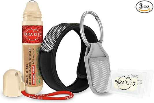 PARA'KITO Mosquito Repellent Bundle - 1 Roll-on | 1 Wristband | 1 Clip (Roll-on + Black + Sage)