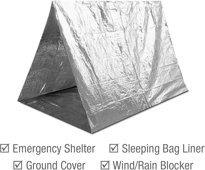 Swiss Safe Emergency Mylar Thermal Blankets + Bonus Space Blanket - Compact & Insulated for Cold Weather - Designed for NASA, Outdoor Camping, Survival, First Aid Car Kit - Silver, 10 Pack