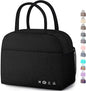 Lunch Bag Lunch Box for Women Men Reusable Insulated Lunch Bags for Adults,Water-Resistant Cute Cooler Lunch Tote Bag, Large Capacity for Work Travel Picnic,Black