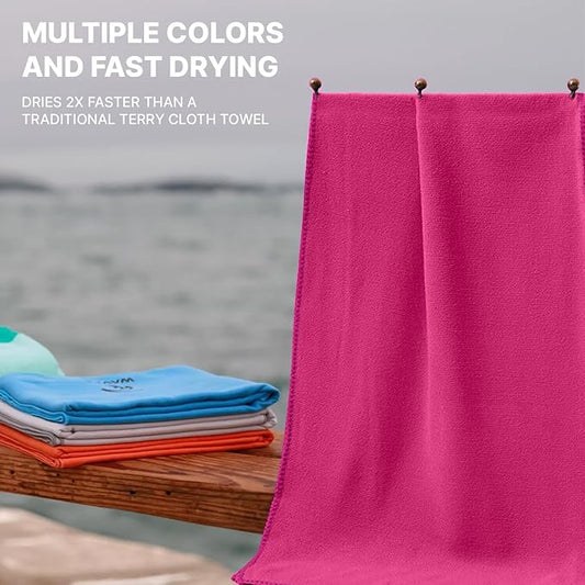Microfiber Towel 60” by 36” for Camping, Yoga, Gym, Travel - Highly Absorbent Cleaning Cloth, Quick Drying Lightweight Material - Lint Free, Scratch Free Towels Washable and Reusable