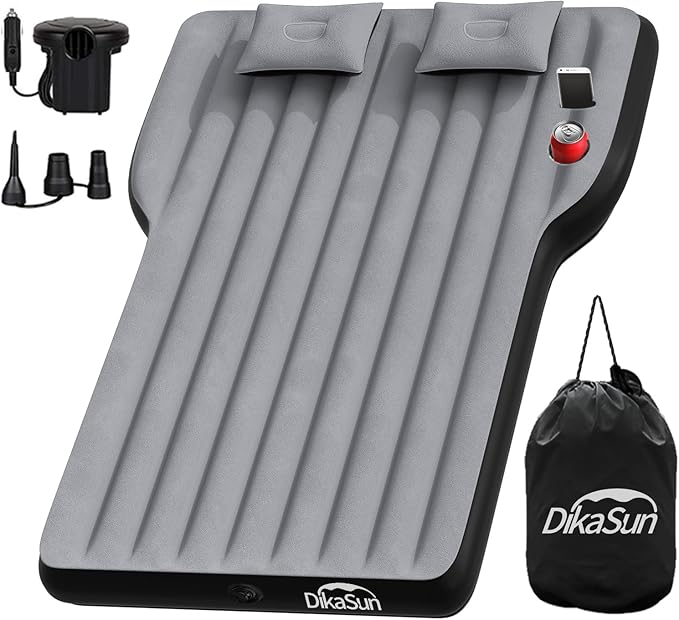 Tesla Model Y Mattress: Inflatable Camping Bed Air Mattress for Model Y, Thickened Travel SUV Sleeping Pad with Car Air Pump 2 Pillows