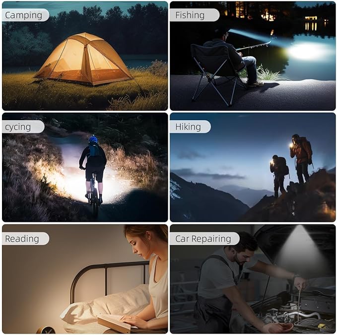 WARSUN 1000 Lumens Rechargeable Work Light – Portable LED Camping Lantern with Tripod Mount, Type-C Charging, Magnetic Base, Hanging Hook, Multi Lighting Modes, for Outdoor, Hiking, Camping