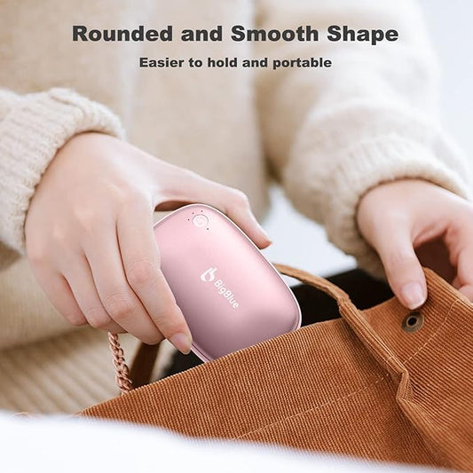 Rechargeable Hand Warmer 3-in-1, BigBlue 6000mAh Reusable Handwarmer with Emergency Light for Camping, Electric USB Hand Warmer Powerbank for Hunting, Pocket Heater for Ski, Golf, Gifts for Girl/Men
