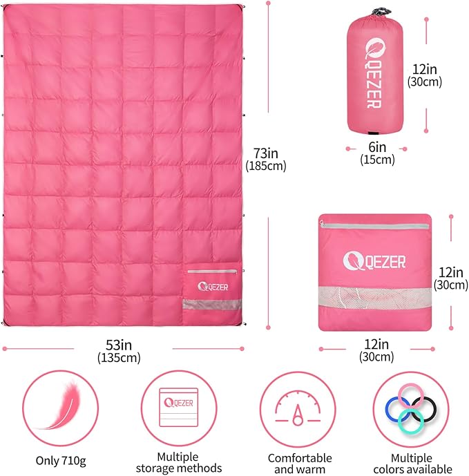 Down Camping Blanket,600+Fill Power，Foldable Into a Pillow,Light，It is The Best Choice for Outdoor Activities, Picnics, Beaches, and Travel.