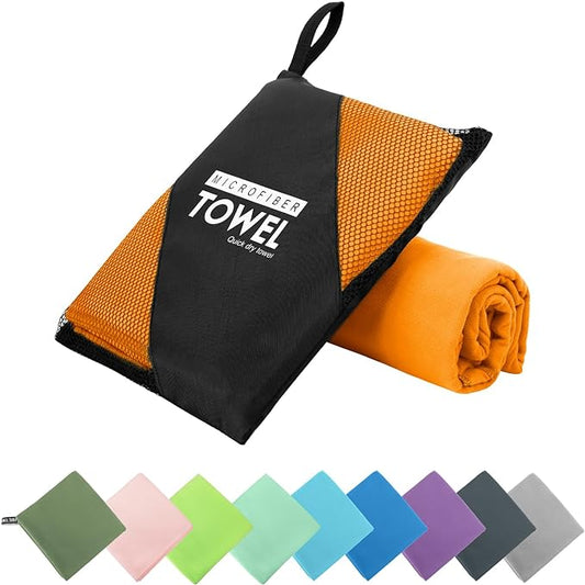 Microfiber Travel Towel, Soft Lightweight Quick Dry Towel, Super Absorbent Compact Travel & Sports & Beach Towels for Camping, Backpack, Gym, Swimming, Yoga, Hiking (L:24"×48" -Light Orange)
