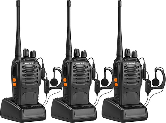 Walkie Talkies BF-888S Two Way Radio Long Range Rechargeable,Portable 2 Way Radio,Handsfree Walkie Talkie for Adultswith Flashlight Li-ion Battery and Charger（3 Pack）