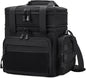 Large Tactical Lunch Box for Men, Insulated Lunch Bag Adult, Thermal Lunchbox Leakproof Waterproof Cooler Bag, Dual Compartment Lunch tote, Large Lunch Pail for Office Camping (Black) 24L