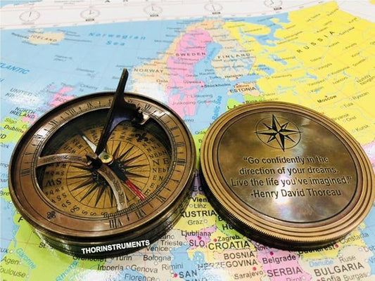 Go Confidently in The Direction of Your Dreams 18th Century Sundial Compass Rustic Vintage Home Decor Gifts