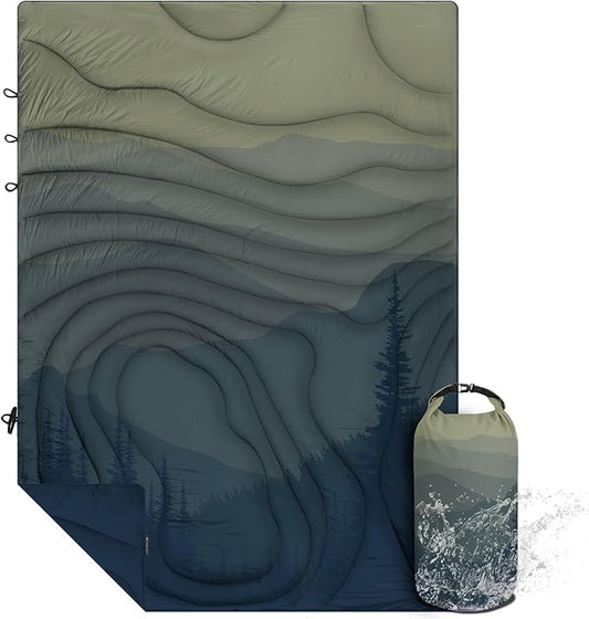 Outdoor Puffy Camping Blanket, Lightweight Windproof Warm Stadium Blanket, Packable Travel Camping Quilt for Cold Weather, Hiking, Backpacking, Sleeping, Hammock, Adventure 78"x 56"