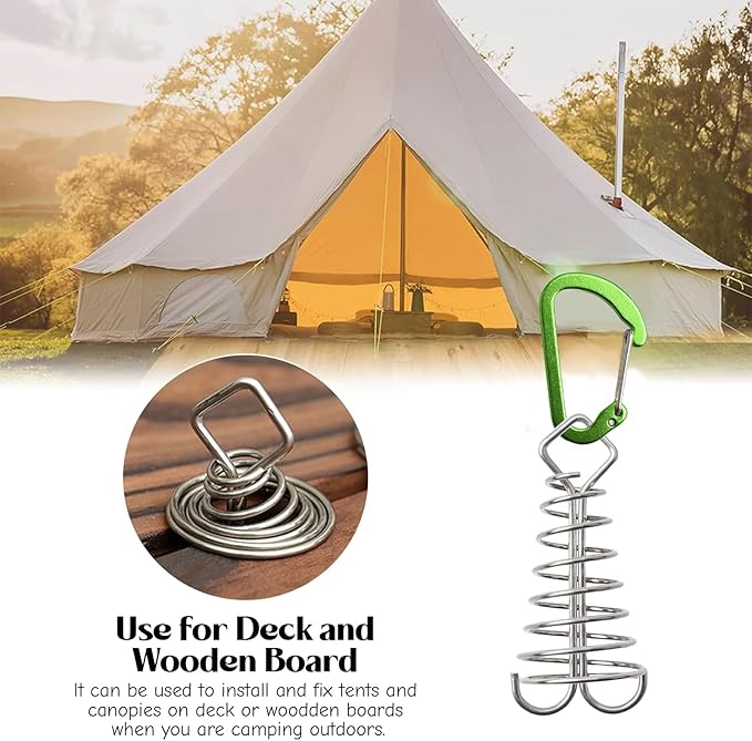 MOROBOR Deck Anchor Pegs, 10 PCS Windproof Aluminium Alloy Fish Bone Tent Stakes with Spring Buckle 5 Colors Portable Adjustable Octopus Wind Rope Anchor for Outdoor Camping(Square Top)