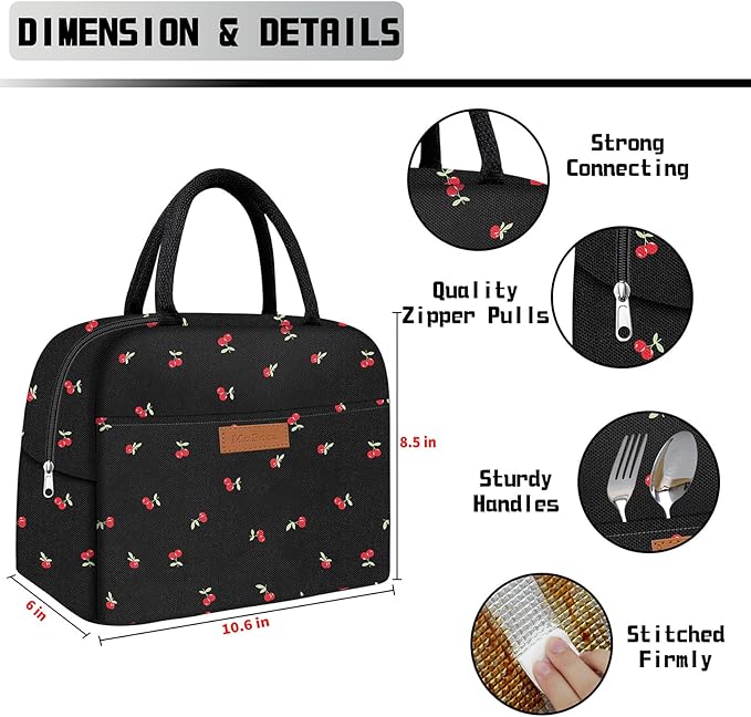 Cute Lunch Bag Women with Placemats, Insulated Lunch Box for Women, Placemats Keep Clean and Hygienic Durable Leakproof Thermal Bag High Capacity for Travel Picnic Insulated Lunch Bag