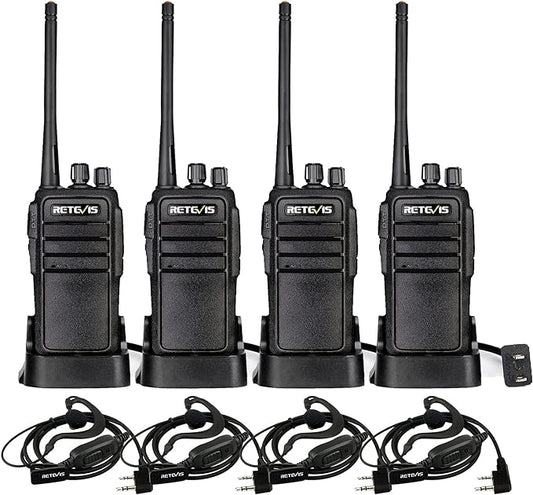 Retevis RT21 Updated 3000mAh Two Way Radios Long Range,Walkie Talkies with Earpiece,SOS Alarm,16CH,Portable 2 Way Radios for Security Cruise Camping Events(4 Pack)