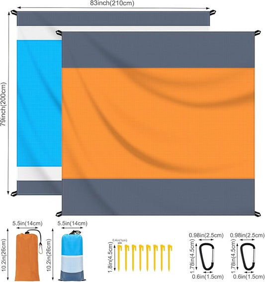 2Pack Beach Blanket Water Resistant Sandproof 2 Pack 83x79in Outdoor Blanket Lightweight Windproof Thin Soft Beach Mat for Travel Camping Picnic Beach