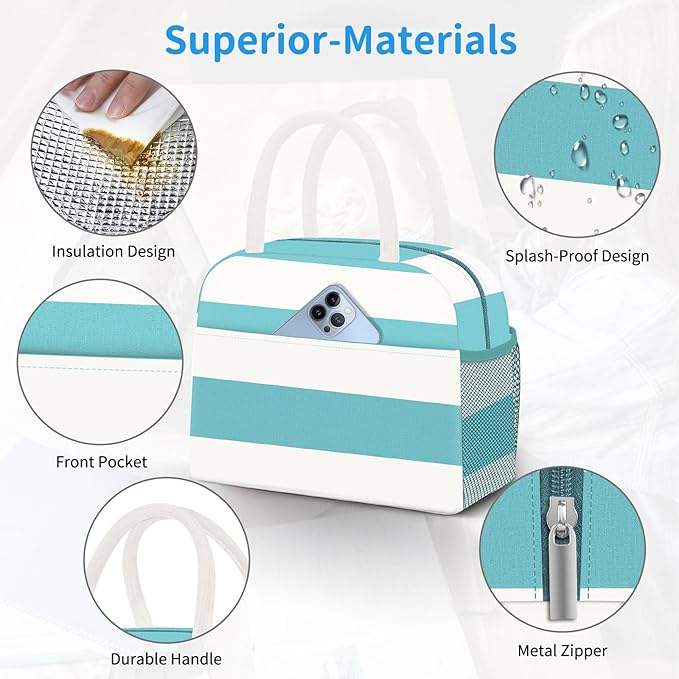 Lunch Bag Lunch Box for Women Men Reusable Insulated Lunch Tote Bag, Food Handbags Case High Capacity for Travel Work Picnic