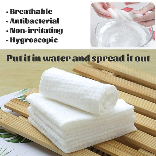 100 Pcs Mini Compressed Towels, Disposable Face Compressed Towel, Compressed Hand Wipe, Camping towel, Portable Compressed Coin Tissue for Travel/Home/Outdoor Activities (Individual packaging)