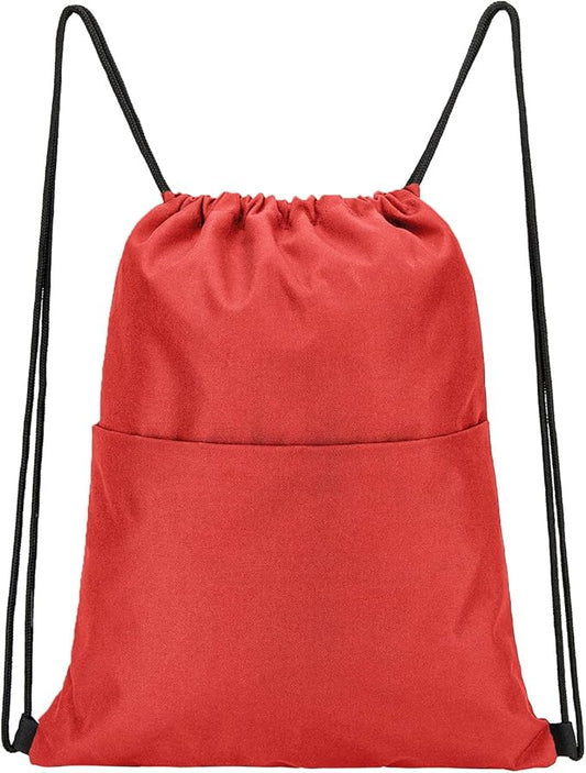Vorspack Drawstring Backpack Water Resistant String Bag Sports Sackpack Gym Sack with Side Pocket for Men Women